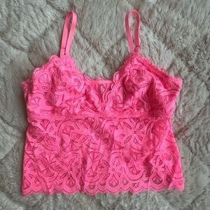 Aerie Pink Lace Tank Top